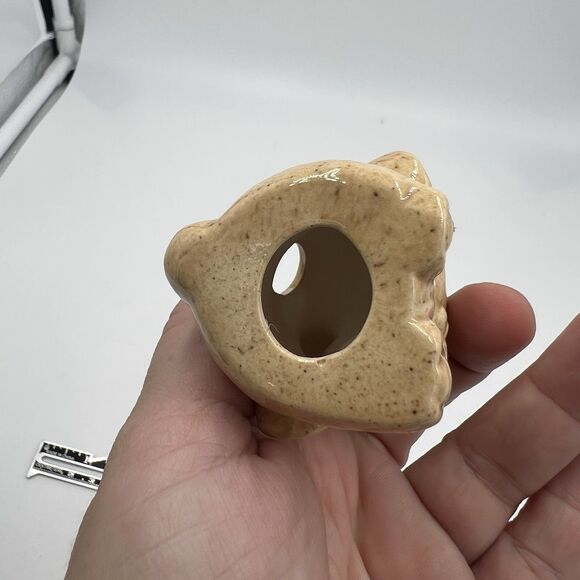 Rare Vintage Macrame Ceramic Bead Baby Bear Brown Figurine Stuffy Lovie - Picture 5 of 7